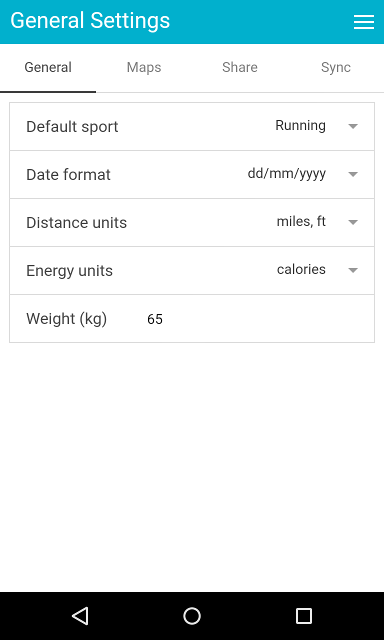 mapometer app - settings general tab screenshot