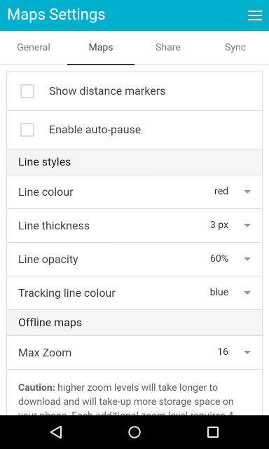 mapometer app - settings mapping tab screenshot