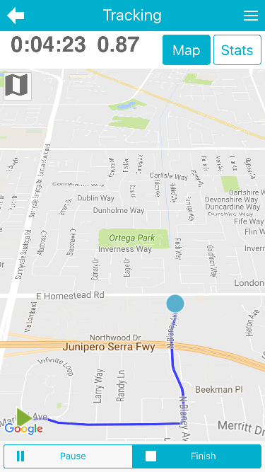 mapometer app - tracking page screenshot